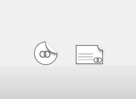 Sluitzegels en etiketten trouwkaarten